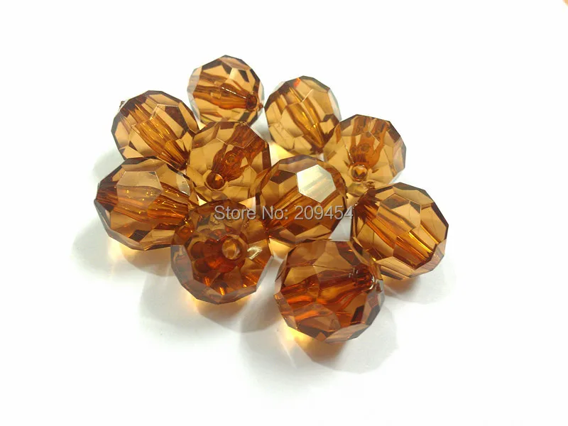 

(Choose Size First) 10mm/12mm/14mm/16mm/18mm/20mm Coffee /Brown Transparent Big Faceted Acrylic Beads