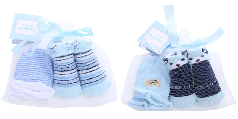 YWHUANSEN/2 пар/лот, милые полосатые носки в горошек для новорожденных девочек и мальчиков+ перчатки в подарочной сумке, отличный подарок для детского душа