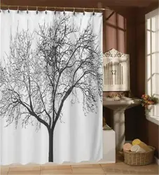 180*180 см элегантный декорации Большая Черный Дерево Дизайн Водонепроницаемый Ванная комната Ткань душ Шторы