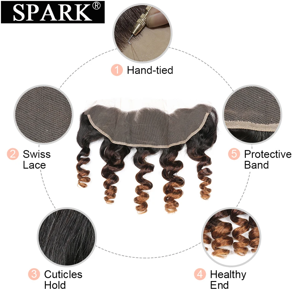 Spark Ombre бразильский свободные волна Кружева Фронтальная застежка уха до 13x4