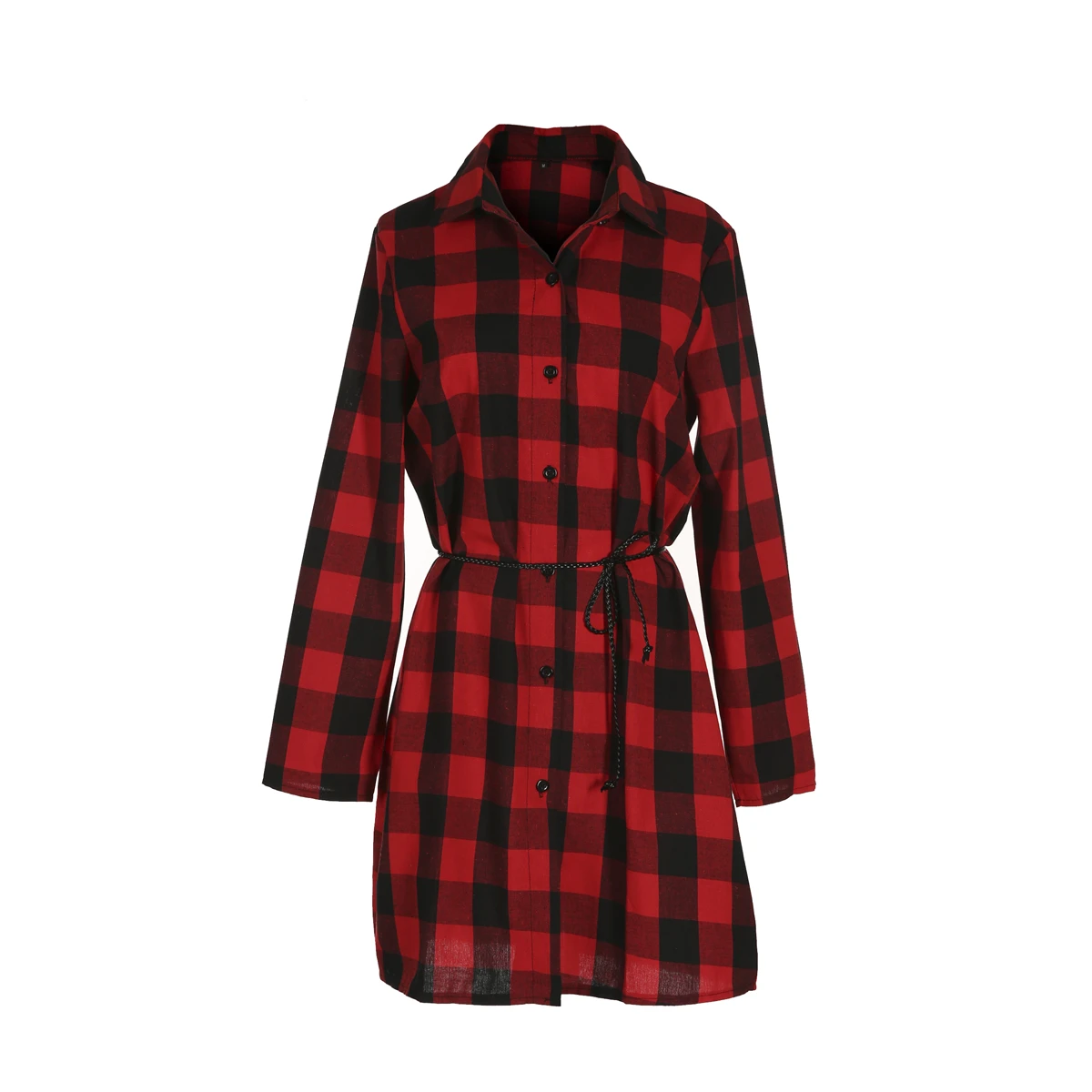 Thefound Brand Women Long Sleeve Plaid Dress Button Down Casual Loose Mini Dress For Women-in 