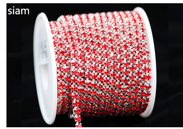 buy sewing supplies online 10yard 1Row ss6 ss12 ss16 colour Crystal Glass rhinestone Silver Cup claw close chain sewing Trim craft for Garment accessories Sewing Needles