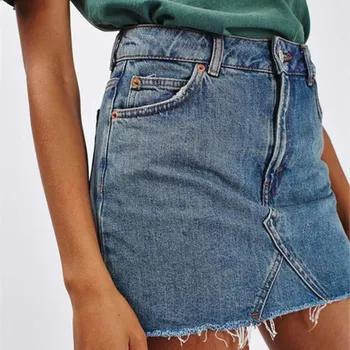 

Women Summer High Street Pockets Button Denim Skirts Black Blue Solid Jeans Skirt Straight Casual High Waist Pencil Skirts
