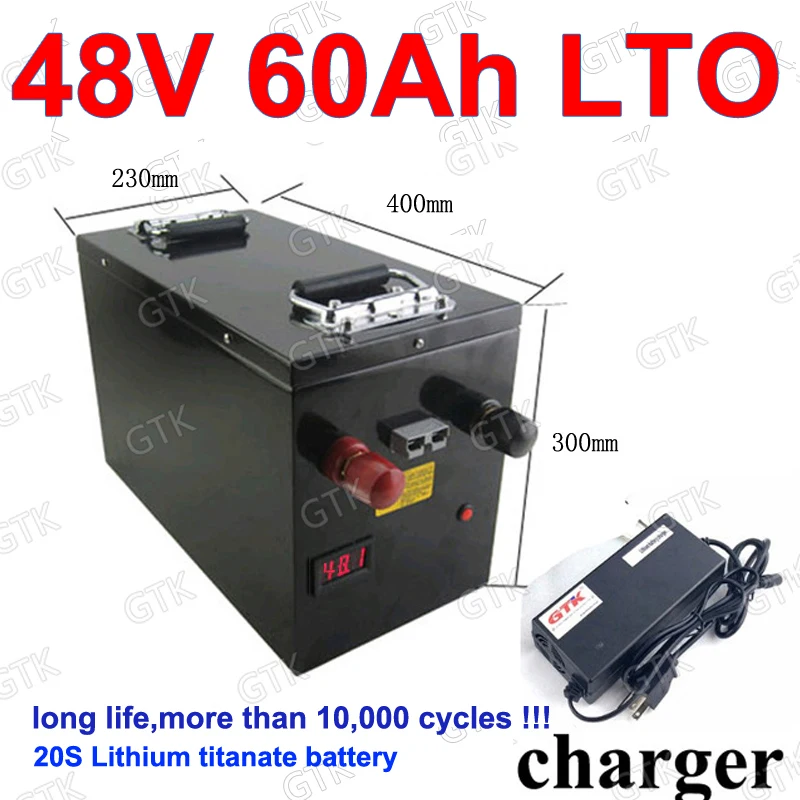

waterproof LTO 48V 60AH Lithium titanate battery BMS 2.4V LTO for 7200W 6000W Solar system bike scooter AGV Tricycle +10A charge