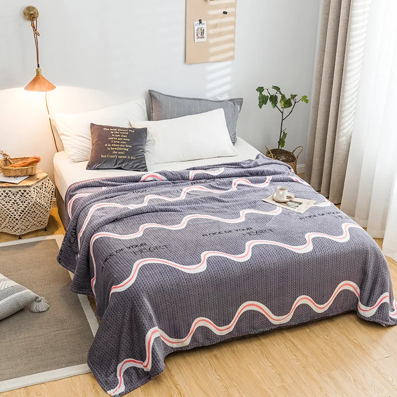 Wave bedspread blanket 200x230cm High Density Super Soft Flannel Blanket to on for the sofa/Bed/Car Portable Plaids