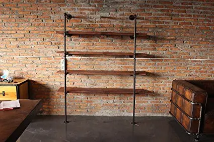 (Set of 2) 5 Layers Industrial Retro Iron Pipe Shelf Wall Hung Bracket DIY Storage Shelves Home Bar Shop Decor Bookshelf (Set of 2) 5 Layers Industrial Retro Iron Pipe Shelf Wall Hung Bracket DIY Storage Shelves Home Bar Shop Decor Bookshelf