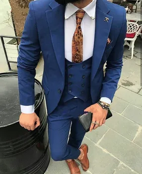 

Custom Made New Men Suits Navy Blue Men Prom Party Suits Slim Fit Groom Tuxedos Formal Wedding Suits (jacket+pant+vest)