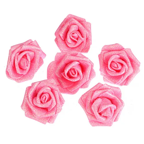 7 foamrosen Mousse Roses Roses Têtes de roses goldglitter Rose 6/7cm Sparkling