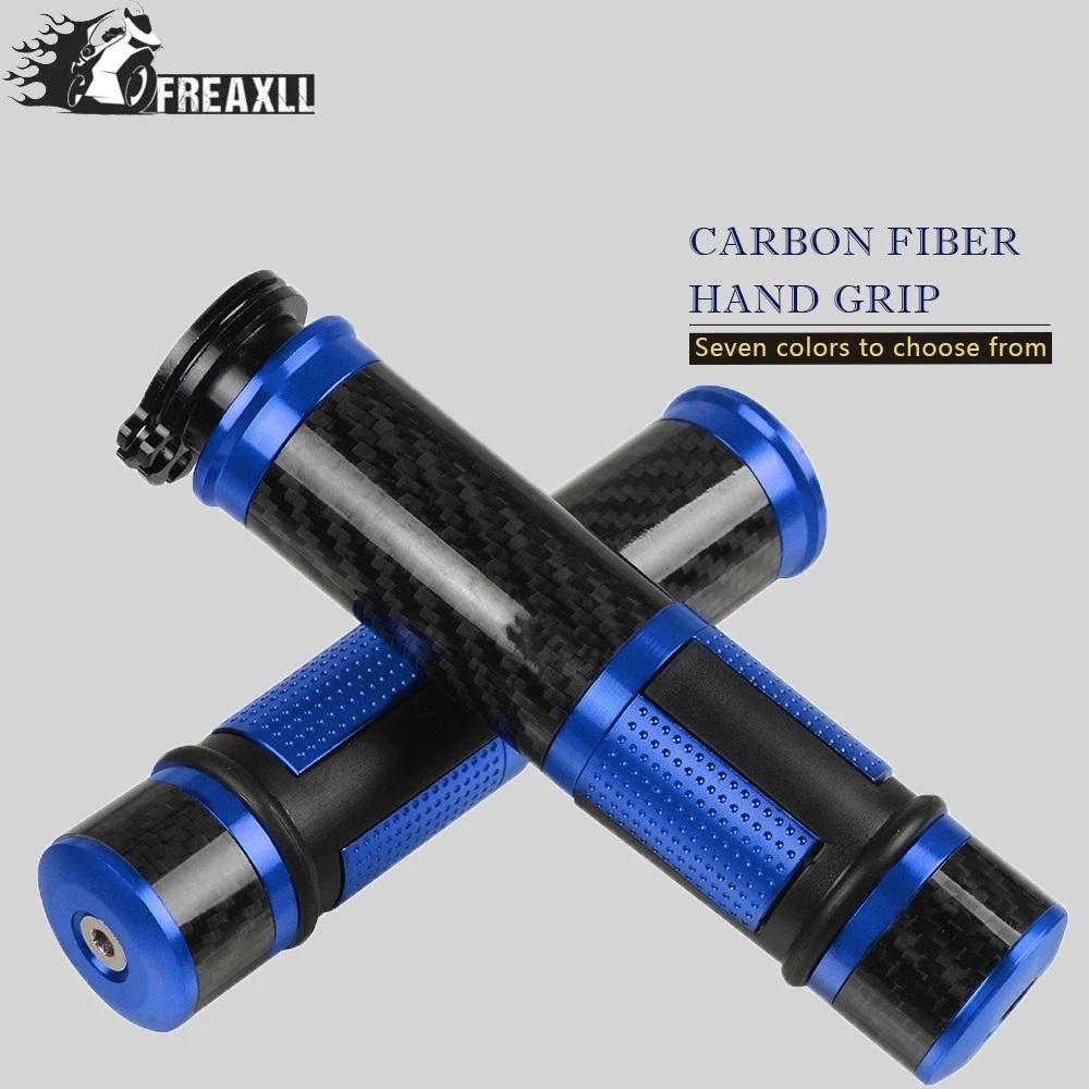 7/8" 22mm Carbon Fiber Bar Ends Motorcycle Hand Grips Handle Bars