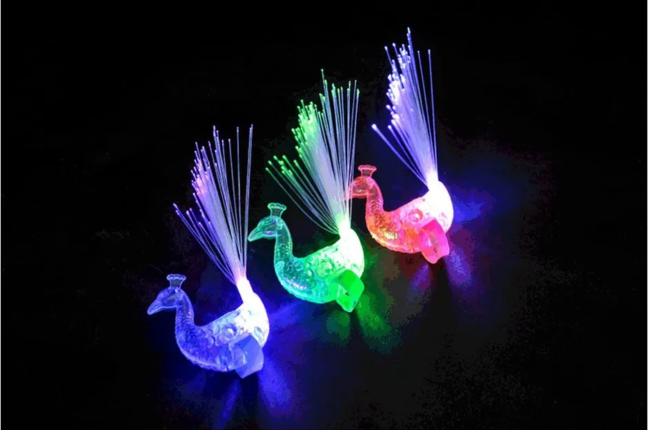 Buy 4 Free 1 Peacock Finger Light Colorful LED Light-up Rings Party Gadgets Kids Intelligent Toy for Brain Development DS29