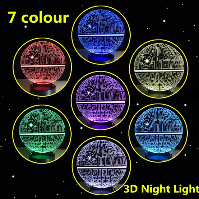 Lámpara LED 3D de Star Wars, luz de noche USB, 7 colores, lámpara ajustable, iluminación de Ambiente, luz de noche para niños, regalo, decoración del hogar