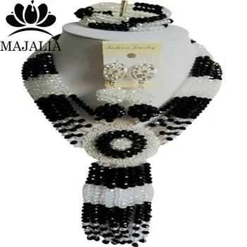 

2019 Fashion Nigeria Wedding african beads jewelry set black Crystal necklace Bridal Jewelry set Free shipping OK-547