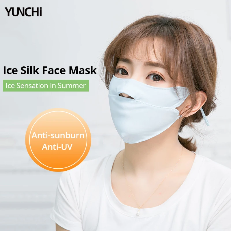 

Ice Silk Anti-UV Face Mask Elastic Anti-sunburn Breathable Material Adjustable Ear Strap Fast Dry Ice Sense in Summer Sun-proof