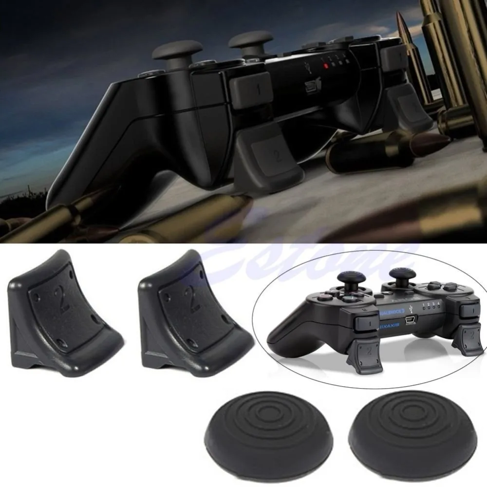 

For PS3 Controller Dual Triggers Bonus Silicone Thumb Grip Caps Cover 4in1 Set