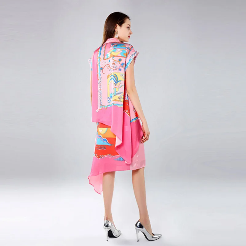 2019 Spring Summer New Amazing Light Cooked Temperament Cartoon Positioning Printing Doll Collar Irregular Shirt Long Skirt Suit 2019 Spring Summer New Amazing Light Cooked Temperament Cartoon Positioning Printing Doll Collar Irregular Shirt Long Skirt Suit