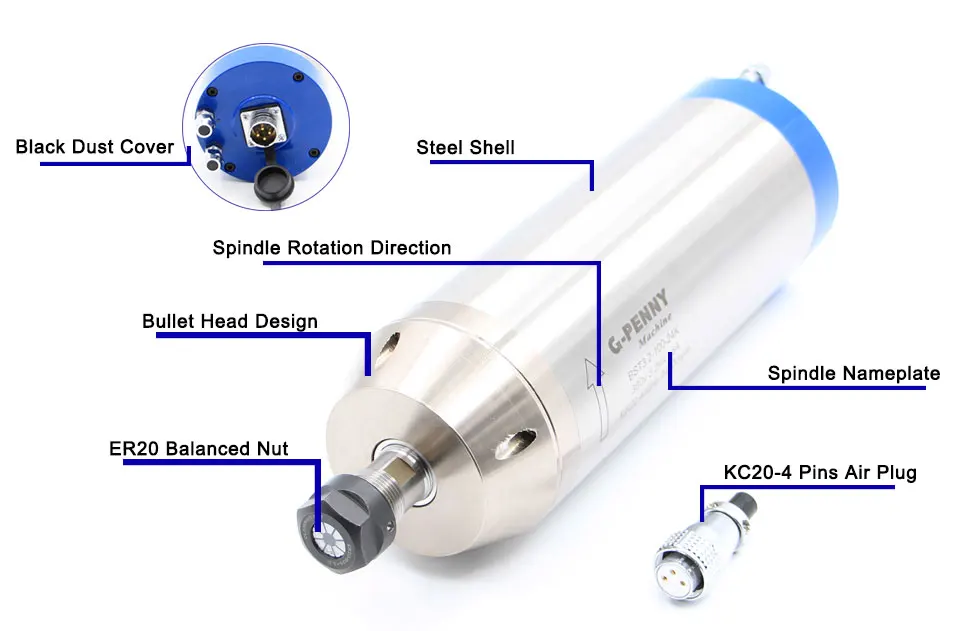 220 квт ER20 шпиндель с водяным охлаждением 380 квт 4 шт. подшипники 0,01 в/в мм точность для фрезерования древесины и 4 квт инвертор