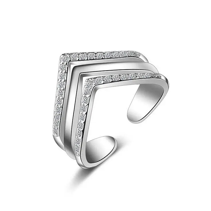 

2017 new arrival hot sell fashion shiny CZ zircon 925 sterling silver ladies`finger rings jewelry gift wholesale hot