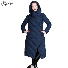 GBYXTY/Модная необычная длинная толстая куртка-пуховик с капюшоном и пером, зимняя женская теплая куртка-пуховик и пальто, пальто, ZA907