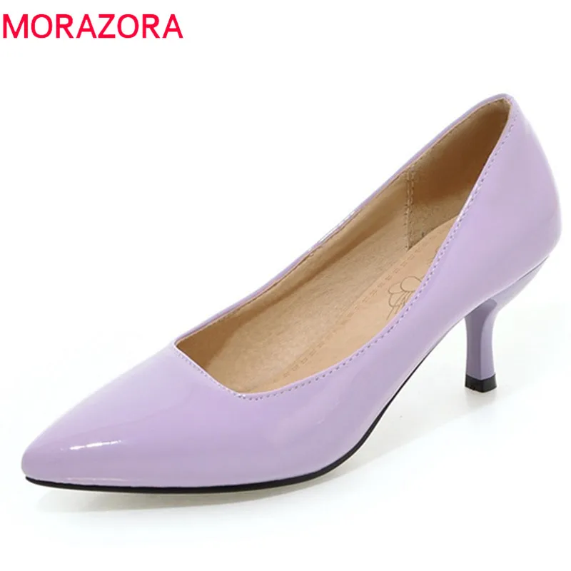 

MORAZORA 2019 wholesale big size 34-48 pumps women shoes pointed toe summer shoes stiletto heels shallow party wedding shoes