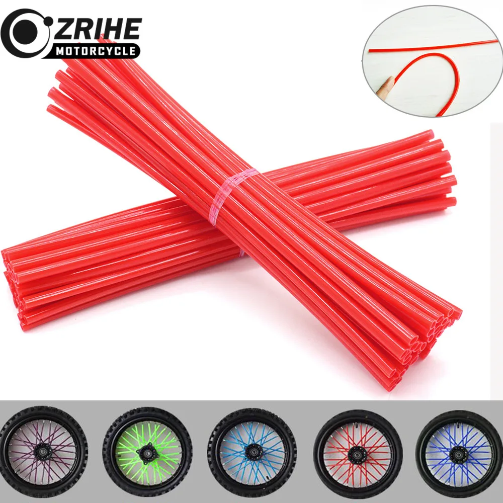 72Pcs Motorcycle Wheel Rim Spoke Skins Covers Dirt Bike Wrap Tubes Decor Protector Kit Motorcycle Protection Car Styling