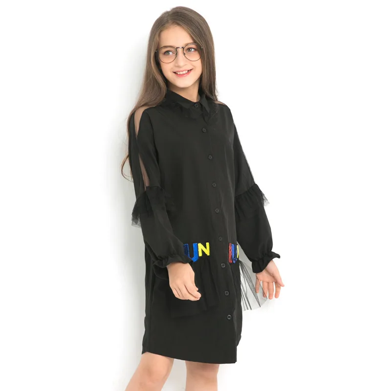 

Sequined Black Chiffon Spring Dress for Teen Girl
