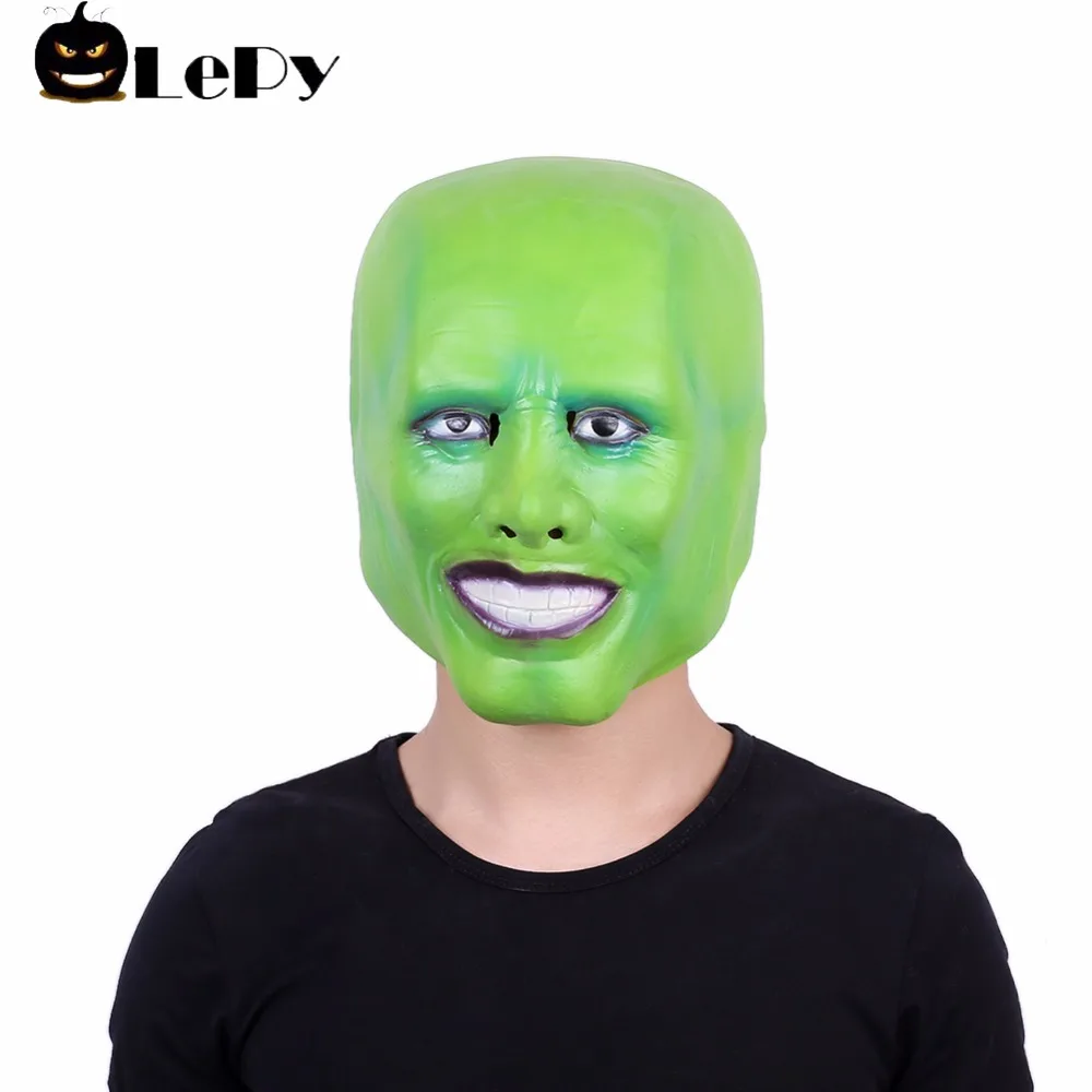 LePy Halloween Mask Jim Carrey Cosplay Green Mask Costume Adult Fancy
