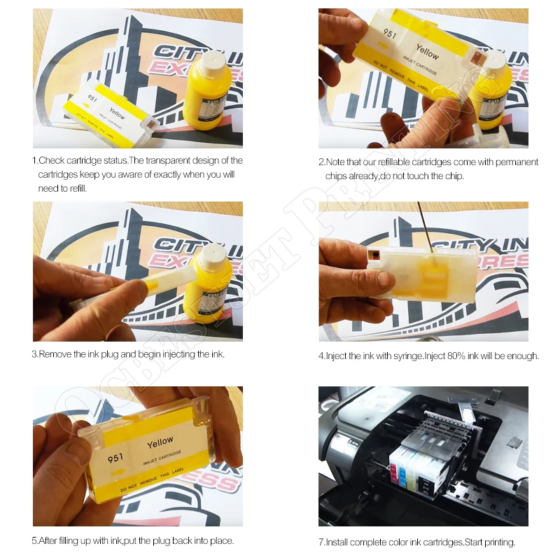 4 Colors Empty Refillable Ink Cartridges for HP DesignJet T120 T520 Inkjet Printer