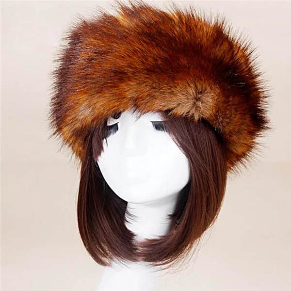 Naiveroo Women Men Fur Hats Thick Warm Faux Fox Fur Fuffy Cap Headband Autumn Winter Russian Fashion Unisex Bomber Hat Headwear - Цвет: 6