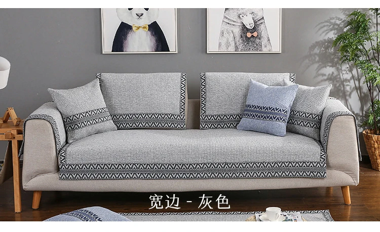 Современные хлопковые льняные чехлы для диванов, Нескользящие Коврики для диванов и полотенец для гостиной, вязаные диванные подушки разных размеров, 1 шт