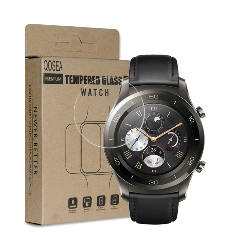 

Qosea For Huawei Watch 2 Screen Protector 2.5D 9H Tempered Glass Anti-knock Ultra-thin Clear For Huawei Watch 2 Protective Film