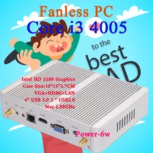 АДА компьютерный магазин Мини ПК Intel Core i3 4005Y Max 2.08 ГГц VGA HDMI 4 К HTPC небольшой tv box Windows 10 Безвентиляторный Barebone USB 3.0