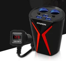 Copo Carregador De carro Styling Tipo Isqueiro Power Adapter Soquete 6.2A 12 v-24 v 3 Porta USB Multi -a função de Detecção De Tensão