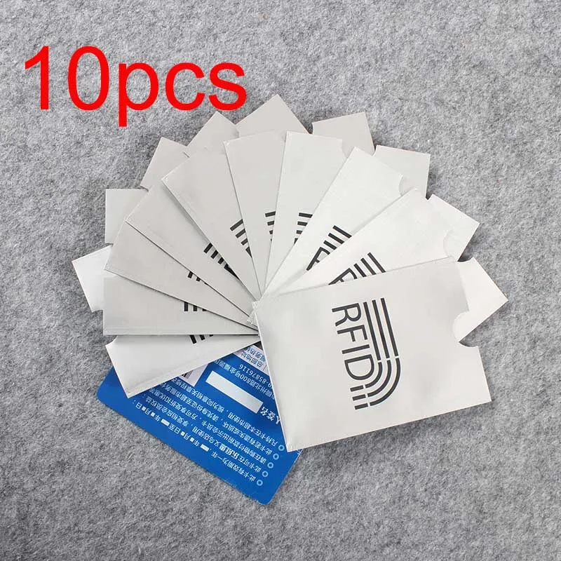

10pcs New Design Anti Rfid Wallet Blocking Reader Lock Bank Card Holder Id Card Case Protection Metal Credit Card Bag Aluminium