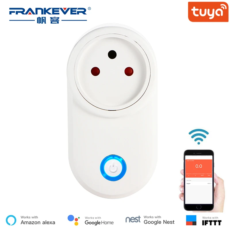 

FrankEver 16A Wifi Smart Socket Israel Plug Outlet Works With Google Home Alexa IFTTT Tuya Smart life APP