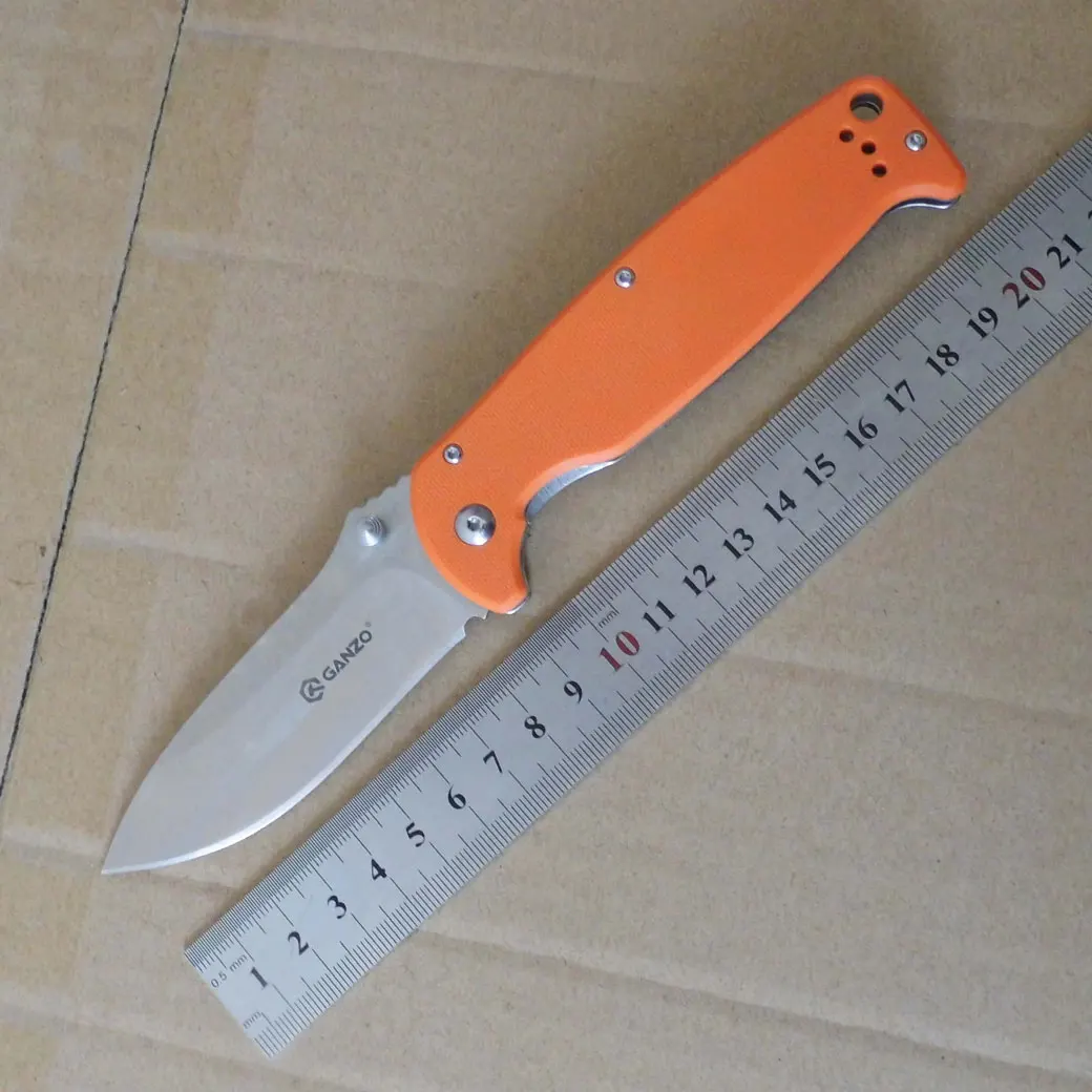 Жар-Ganzo G742-1 440C G10 или деревянная ручка складной нож для выживания, инструмент для кемпинга, карманный нож для охоты Тактический уличный инструмент EDC - Цвет: Оранжевый