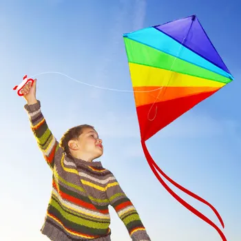 

New Huge Rhombic Kite for Kids Easy Flyer Rainbow Kites Best Beach Summer Outdoor Toy Durable Nylon Kite