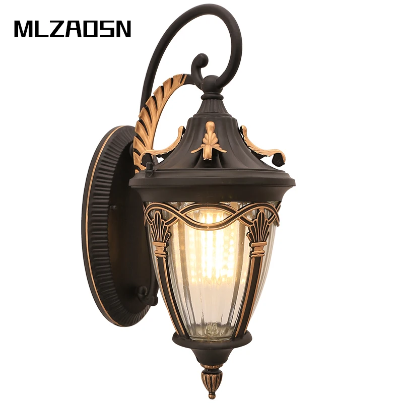 MLZAOSN Цветочная корзина старинная медная настенная лампа Европейский уличный садовый светодиодный светильник-кукуруза для балкона водонепроницаемый настенный светильник для двора лестницы
