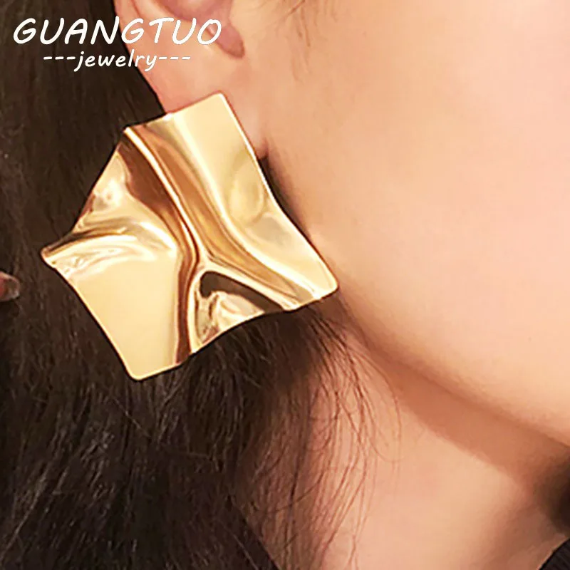 

Punk Geometric Glossy Irregular Stud Earrings For Women Fashion Ear Jewelry Minimalism Brincos Femmes American & European EB2033