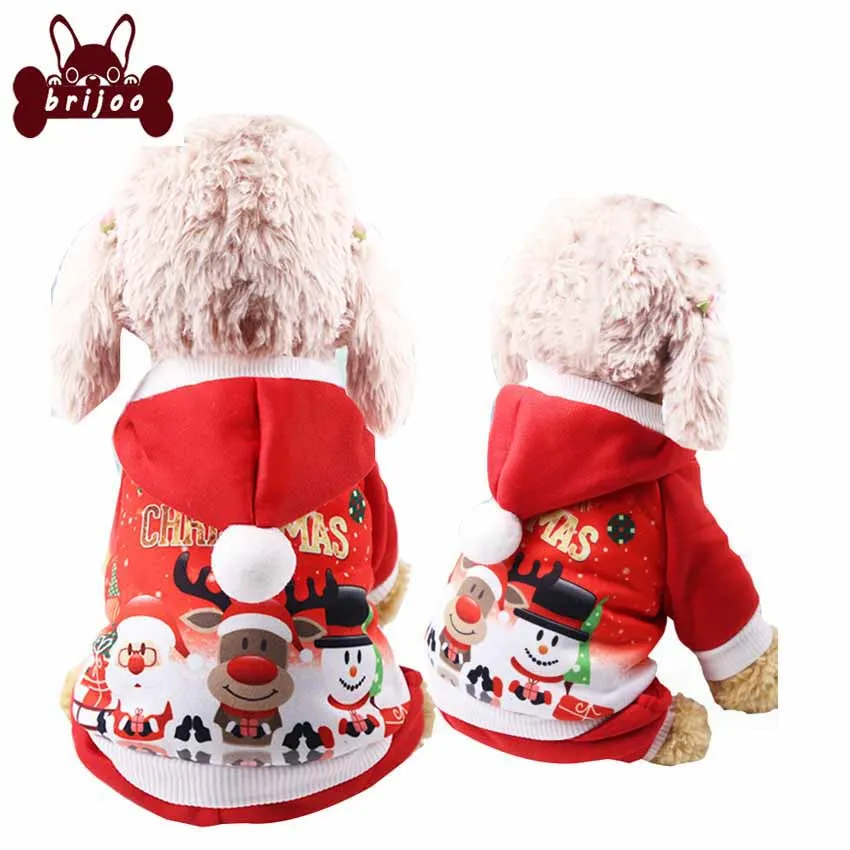 Brijoo Dog Clothes Christmas Cat Clothes For Small Medium Dogs Pet Jackets Christmas Style Santa Calus Pattern Warm Pet Clothes