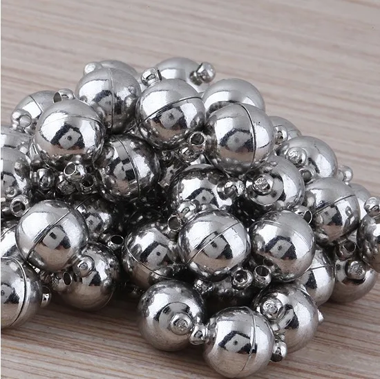 

Free Shipping 10mm Round Shape Strong Magnetic Clasp Jewelry Findings Bead Fit Necklace