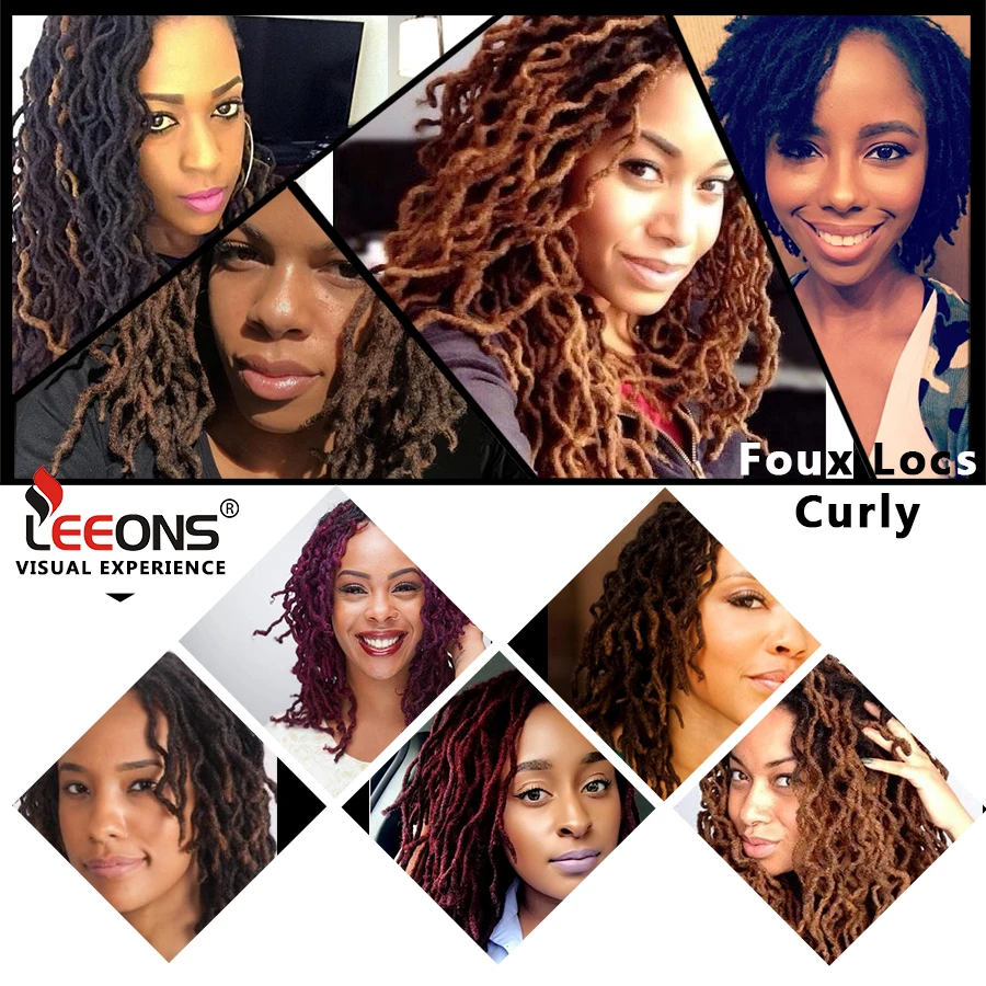 Leeons Kanekalon Crochet Hair Braids 12 Inch Faux Locs Synthetic Hair Pre Loop Crochet Hair Curly Goddess Nu Locs Brown Black