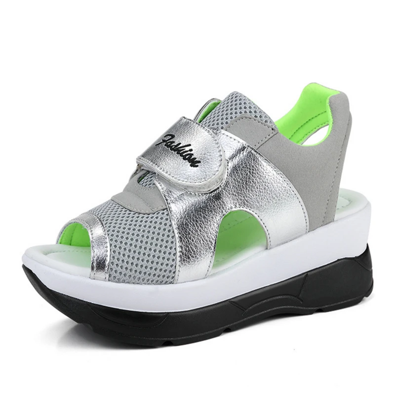 

2018 Summer Fashion women sandals wedges sandals ladies open toe round toe black silver white platform sandals shoes