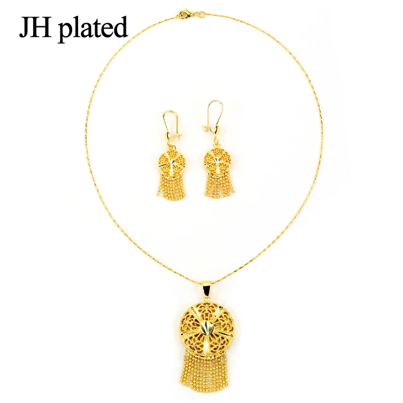 

JHplated Ethiopia African round jewelery sets earring and Necklace is the best gift for women and girls wedding gift