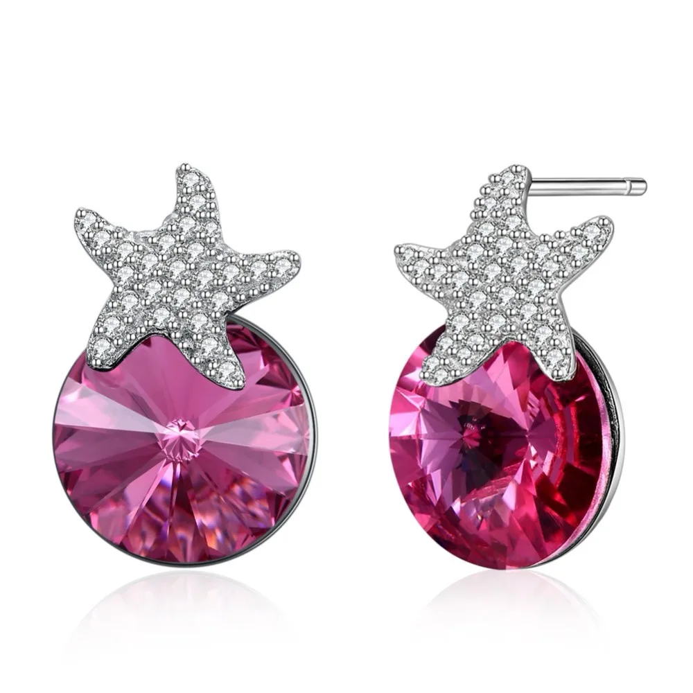 Женские серьги с кристаллами Swarovski LEKANI сережки из кристаллов 925 пробы ювелирные