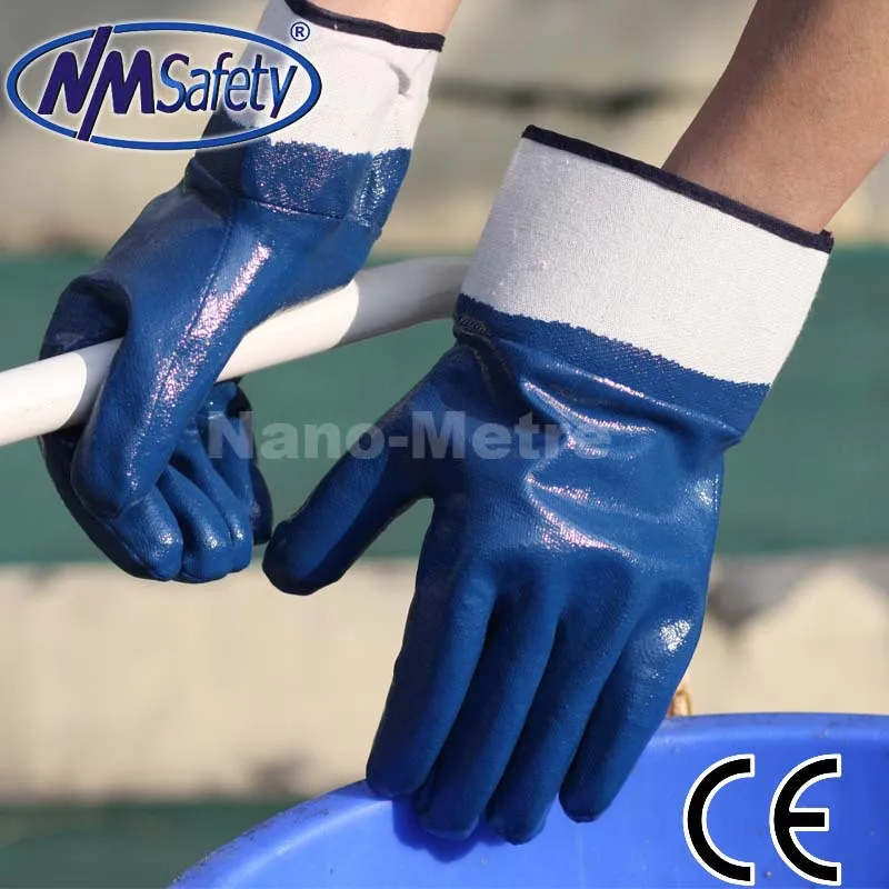 

Fashion 2023 NMSafety oilproof heavy duty work gloves, full coated nitrile,safety cuff ,ON SALES