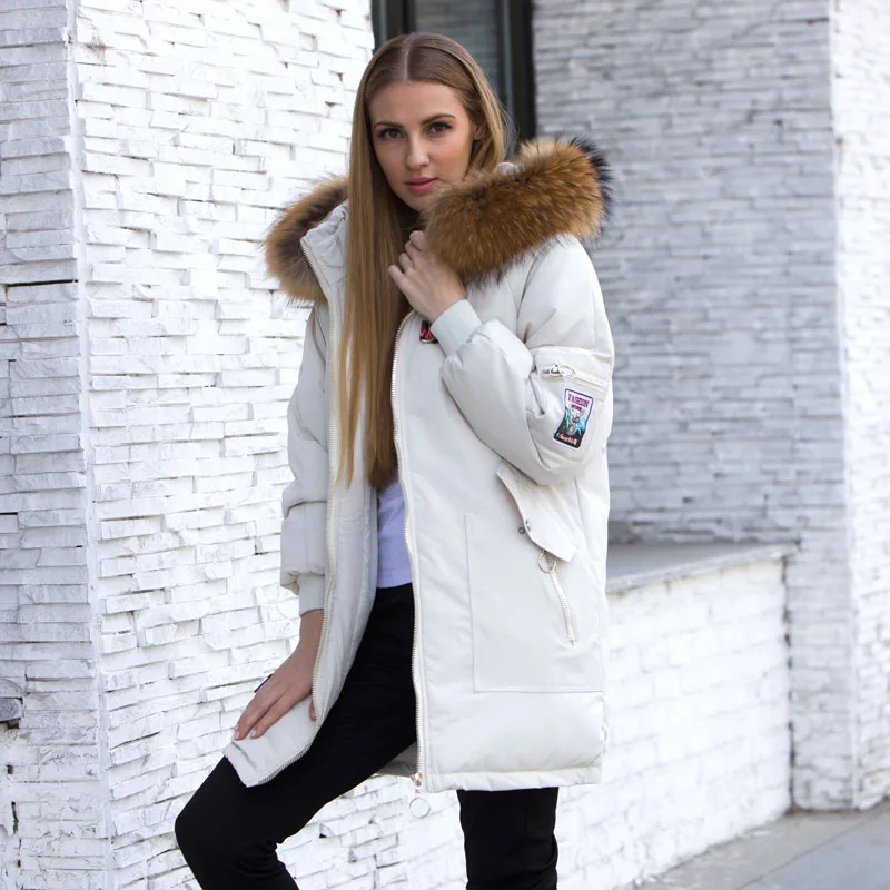 

Female Jacket Large Real Raccoon Fur Winter Jacket Women 2019 Warm Thicken Hood Winter Coat Women's Cotton Down Parka Plus Size