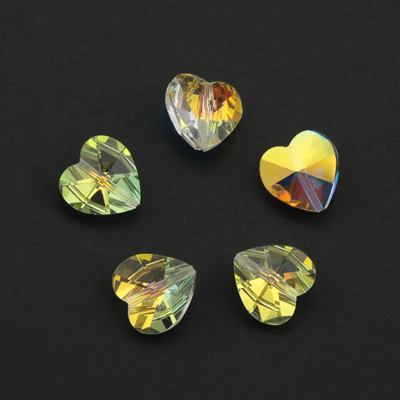 

Best quality 14mm 28pcs/pack straight hole charms heart shape crystal beads glass pendant rhinestones for Earrings making DIY