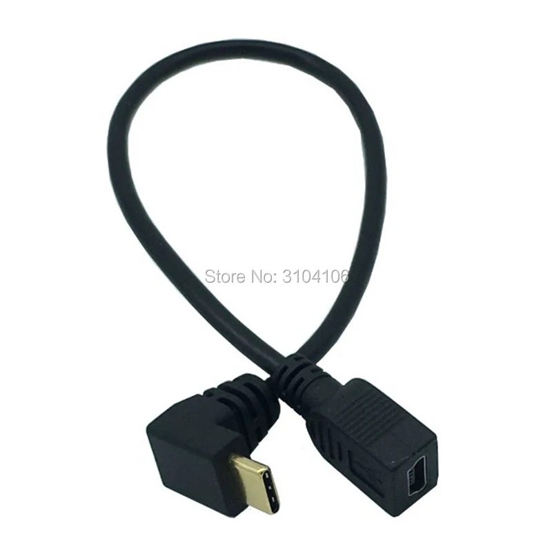 Зарядный кабель USB 0 25 Type C преобразователь м с двумя штекерами левый и правый угол