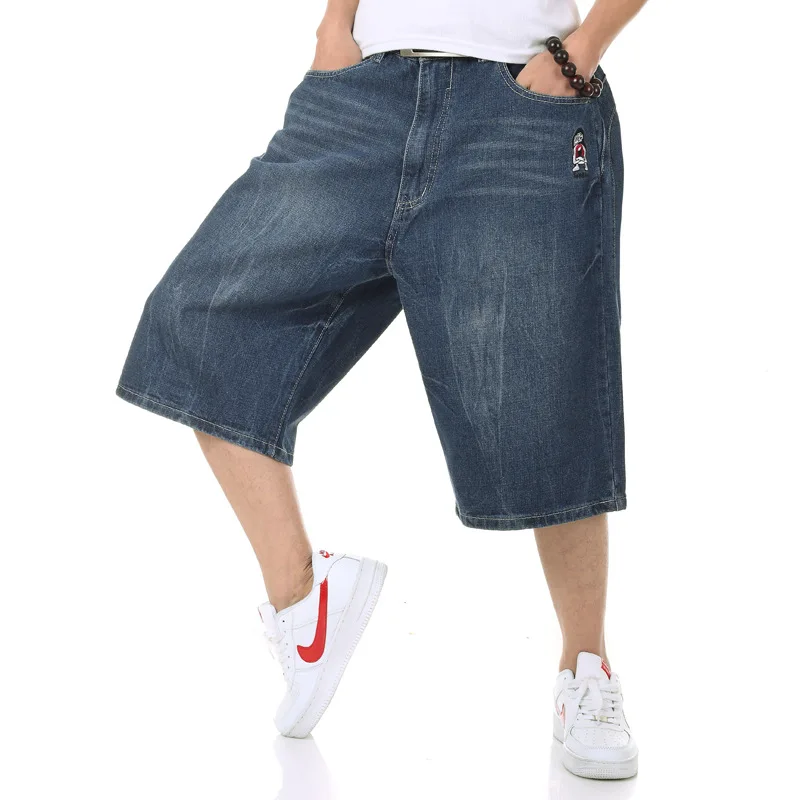 

2019 Summer Denim Shorts Male Jeans Plus Size Wide Leg Jean Shorts Male Skateboard Men Fashion High Quality Denim Shorts 44 46