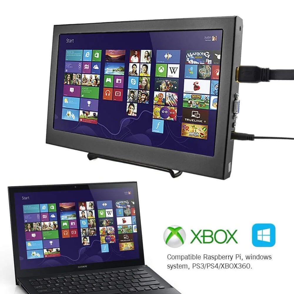 11,6 дюймов ips HD lcd 1080P монитор Мини компьютер и ТВ дисплей с динамиками и Hdmi, VGA для Raspberry Pi WiiU Xbox 360 Windows